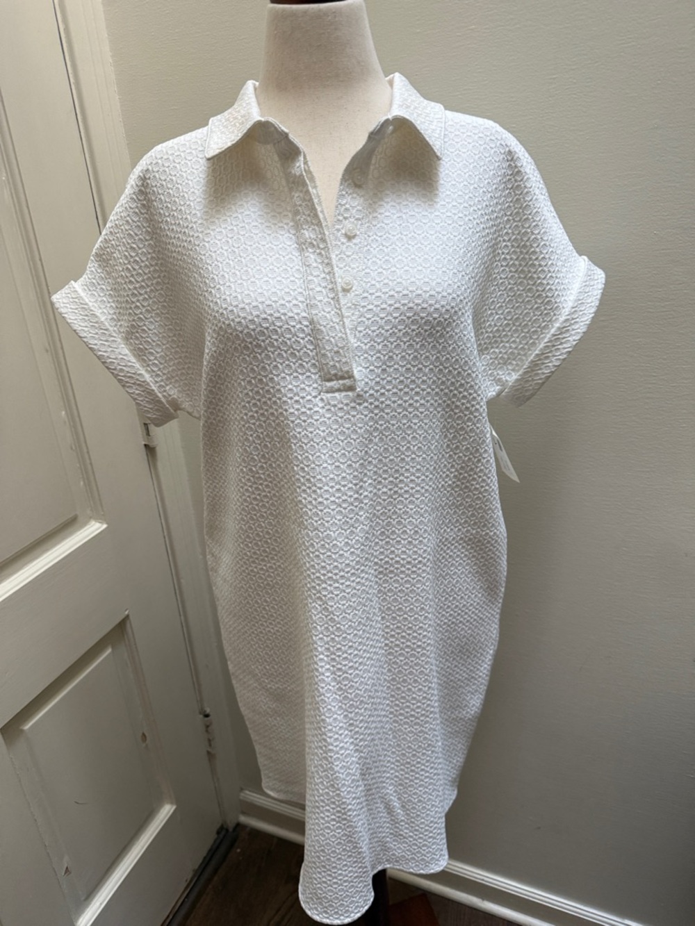 Peace of Cloth NWT Textured White Polo Shirt Dress